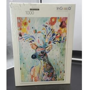 Ingooood Jigsaw Puzzle- Fantasy Series Flower Raindrop Colourful Deer **SEALED**
